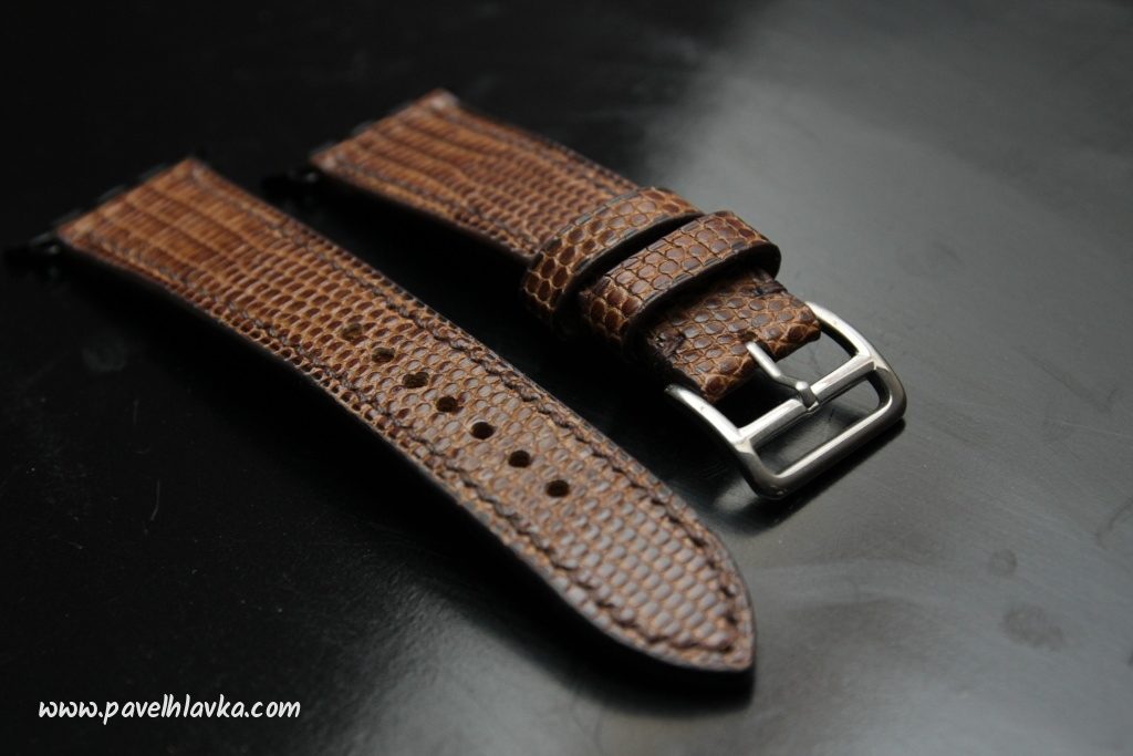 Ručně vyrobený kožený řemínek pro hodinky Aplle Watch ještěrka na zakázku
